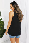 Blumin Apparel Chance of Sun Full Size Ribbed V-Neck Tank in Black - Hovatok