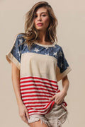 BiBi American Flag Theme Short Sleeve T-Shirt - Hovatok