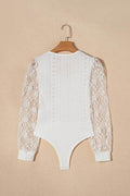 Eyelet Lace Long Sleeve Bodysuit - Hovatok