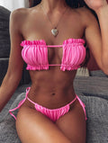Frill Trim Ruched Bikini Set - Hovatok