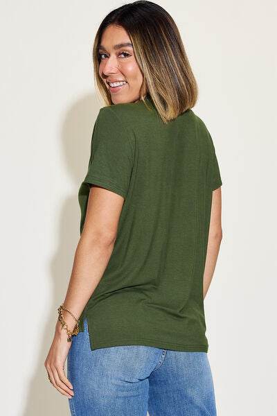 Basic Bae Full Size V-Neck High-Low T-Shirt - Hovatok