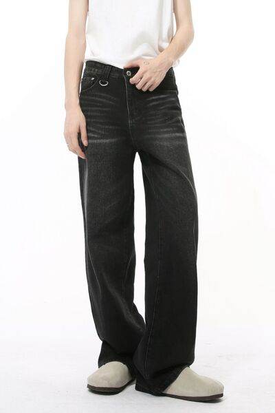 Wide Straight Jeans with Pockets - Hovatok