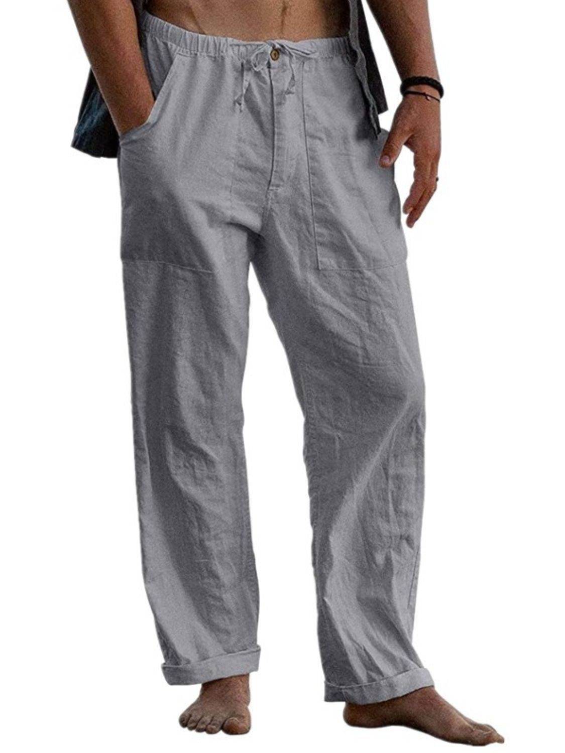 Men's Full Size Drawstring Straight Leg Pants Plus Size - Hovatok