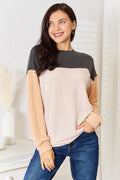 Double Take Color Block Dropped Shoulder T-Shirt - Hovatok