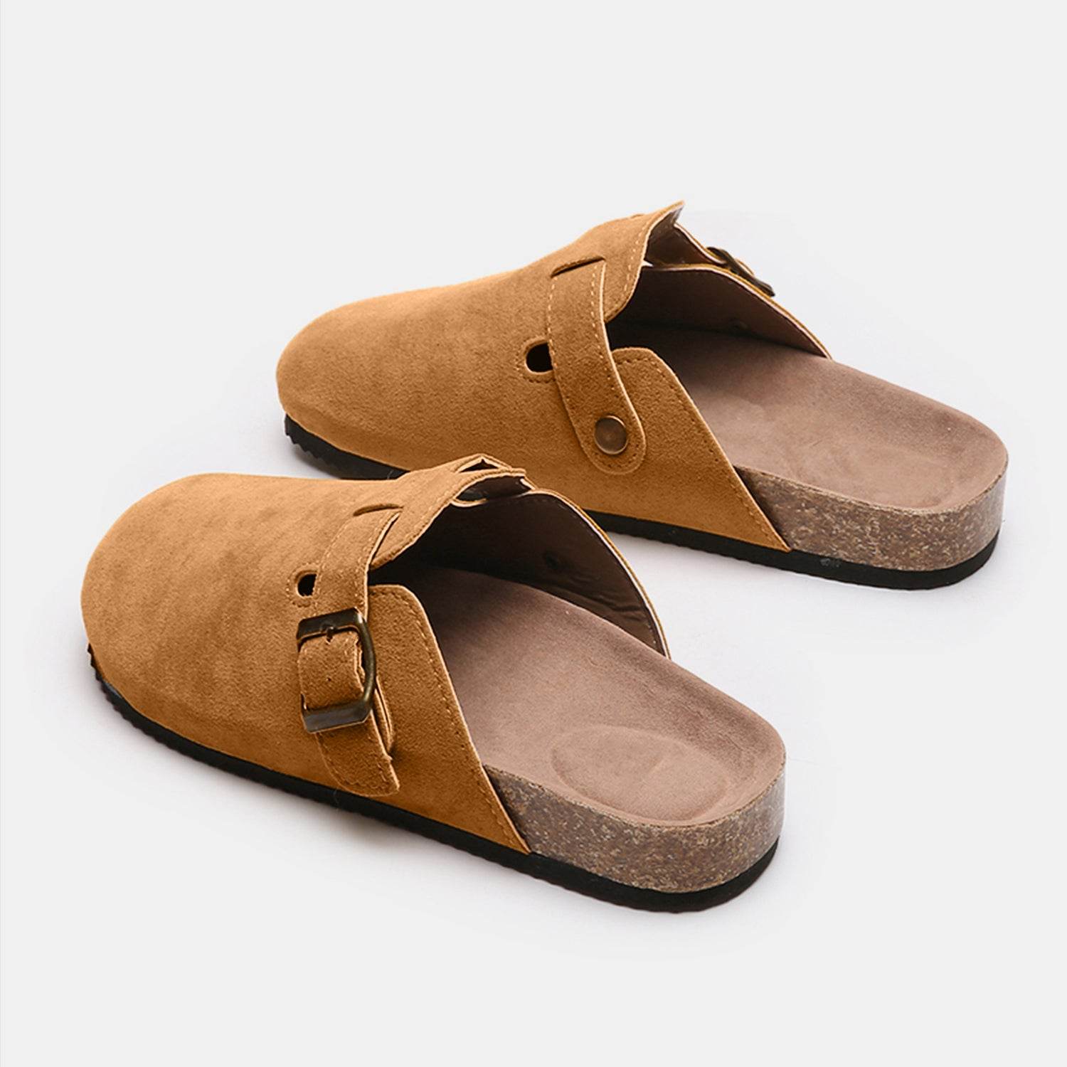 Suede Closed Toe Buckle Slide - Hovatok