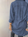 Full Size Raw Hem Button Up Long Sleeve Denim Top Plus Size - Hovatok