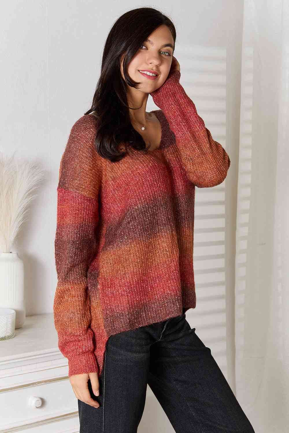 Angel Wings Gradient V-Neck Sweater - Hovatok