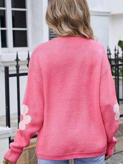 Angel Wings Flower Open Front Long Sleeve Cardigan - Hovatok