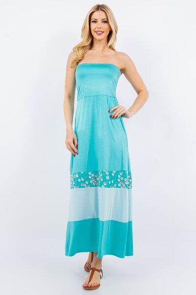 Celeste Full Size Color Block Tube Maxi Dress Plus Size - Hovatok