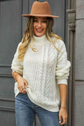 Angel Wings Cable-Knit Turtle Neck Long Sleeve Sweater - Hovatok