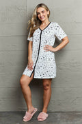MOON NITE Quilted Quivers Button Down Sleepwear Dress - Hovatok