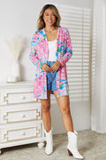 Double Take Floral Open Front Long Sleeve Cardigan - Hovatok