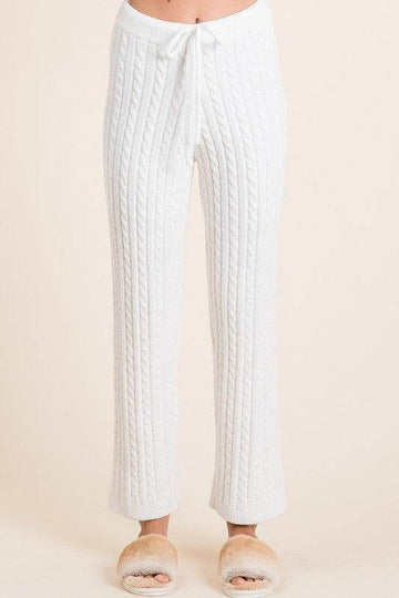 BiBi Cable-Knit High Waist Sweater Pants - Hovatok