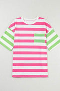 Contrast Striped Round Neck Half Sleeve T-Shirt - Hovatok