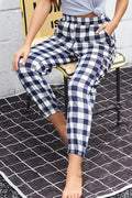 Perfee Plaid Elastic High Waist Cargo Pants - Hovatok