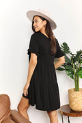 Mandy V-Neck Flounce Sleeve Tiered Dress - Hovatok