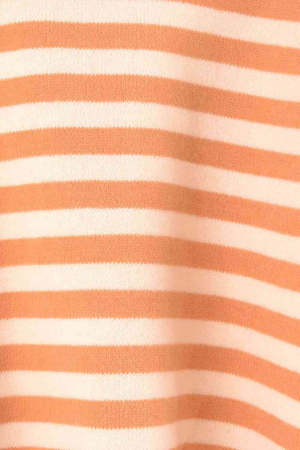 Angel Wings Warm Spice Striped Round Neck Sweater - Hovatok