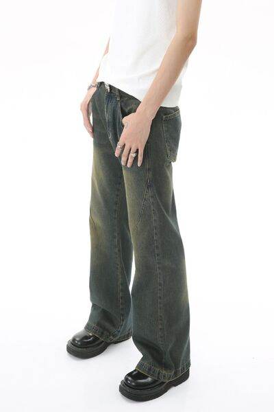 Decorative Seam Jeans with Pockets - Hovatok