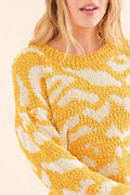 And The Why Full Size Textured Pattern Contrast Sweater - Hovatok