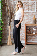Heimish Full Size Solid Damask Casual Pants Plus Size - Hovatok