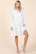 Mittoshop Tiered Notched Flare Sleeve Dress - Hovatok