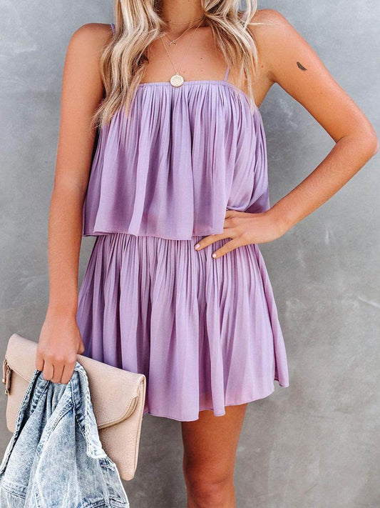 Ruched Spaghetti Strap Romper - Hovatok