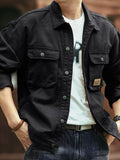 Men's Washed Collared Neck Cargo Jacket - Hovatok