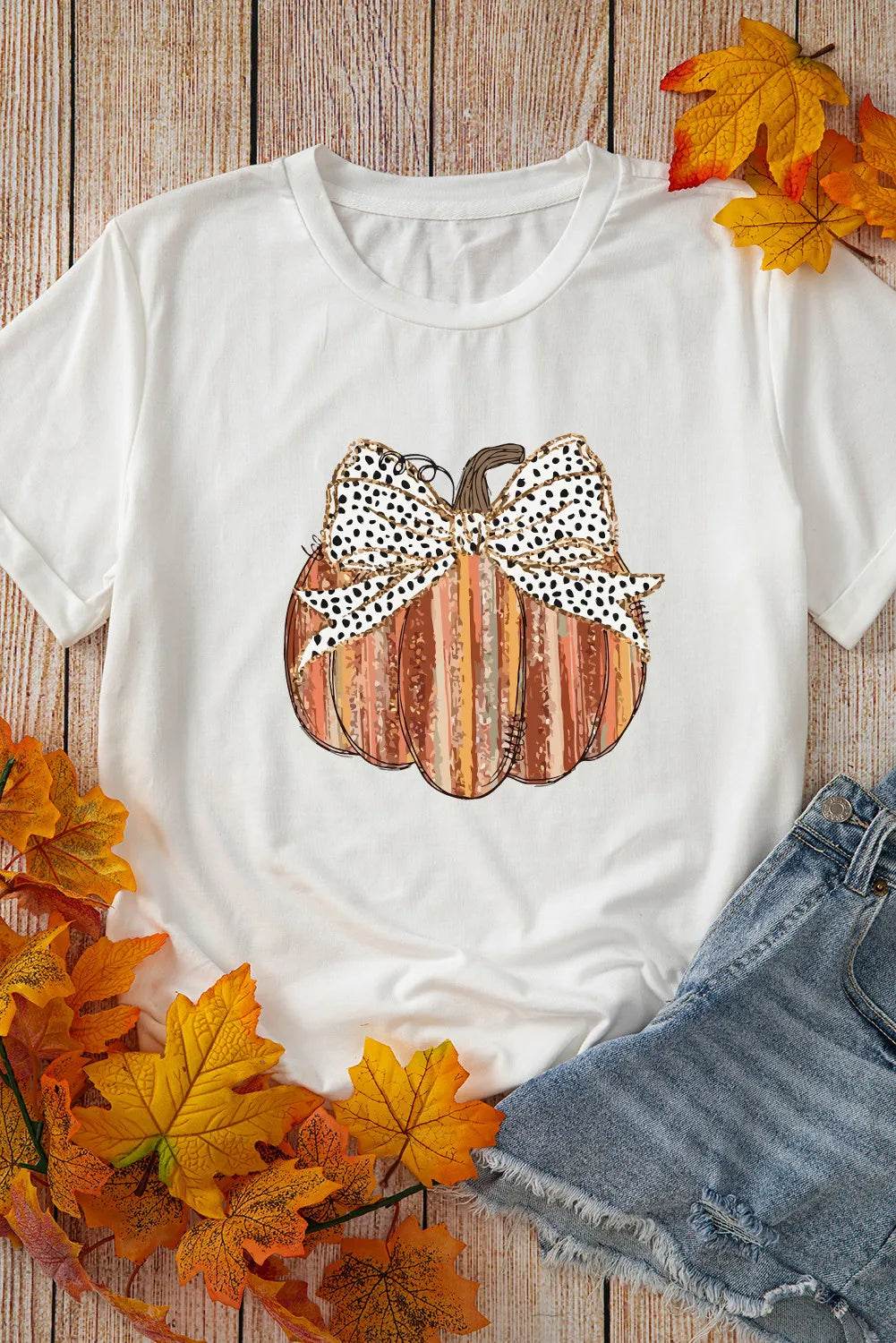 Full Size Pumpkin Round Neck Short Sleeve T-Shirt - Hovatok