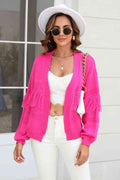 Angel Wings Fringe Trim Open Front Cardigan - Hovatok