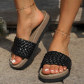 PU Leather Woven Platform Sandals - Hovatok