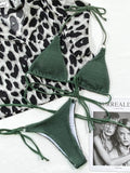 Textured Halter Neck Tie Side Bikini Set - Hovatok