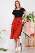 Celeste Full Size Two Tone Animal Print Flutter Sleeve Midi Dress Plus Size - Hovatok