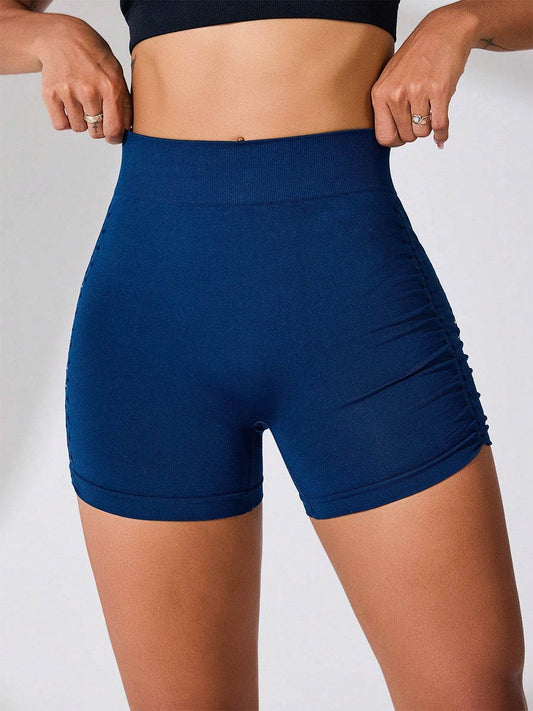 Side Ruched High Rise Active Shorts - Hovatok