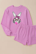 Bubble Gum Rabbit Sequin Corded Rib Top and Shorts Set - Hovatok