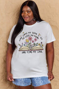 Simply Love Full Size Book & Flower Graphic Cotton Tee - Hovatok