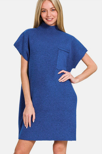 Zenana Short Sleeve Sweater Mini Dress - Hovatok