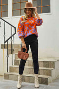 Angel Wings Woven Right Leopard Round Neck Dropped Shoulder Sweater - Hovatok