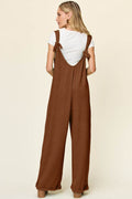 Double Take Full Size Texture Sleeveless Wide Leg Jumpsuit - Hovatok