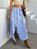 Devine Slit Drawstring Ruffled Skirt - Hovatok