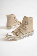 Beast Fashion Multi-Buckle Straps Studded Platform Sneakers - Hovatok