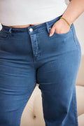 RFM Crop Chloe Full Size Tummy Control High Waist Raw Hem Jeans - Hovatok