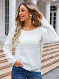 Angel Wings Decor Button Drop Shoulder Knit Top - Hovatok