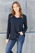 Basic Bae Full Size V-Neck Long Sleeve Top - Hovatok