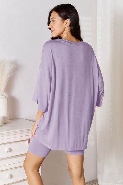 Basic Bae Full Size Soft Rayon Three-Quarter Sleeve Top and Shorts Set - Hovatok