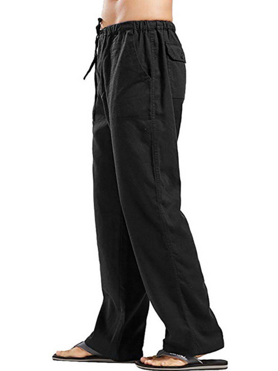 Men's Full Size Drawsting Straight Leg Pants Plus Size - Hovatok