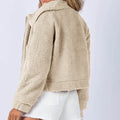 Long Sleeve Collared Neck Sherpa Jacket - Hovatok