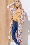 And The Why Floral Kimono Open Front Longline Cardigan - Hovatok