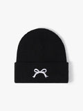 Embroidered Bow Knit Hat - Hovatok
