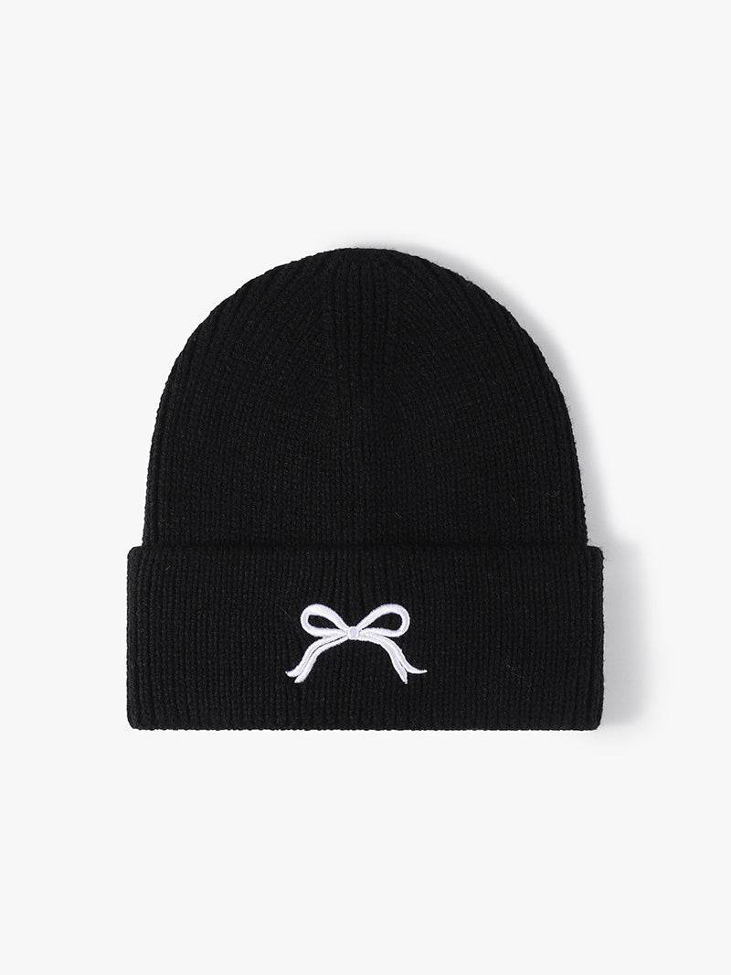 Embroidered Bow Knit Hat - Hovatok