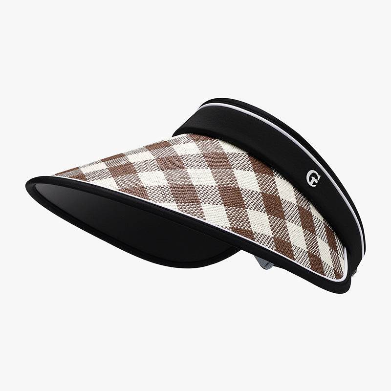 Plaid Natural Grass Adjustable Sun Hat - Hovatok